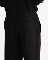 wax london men's Ska - Black Embroidered Logo Loopback Cotton Joggers