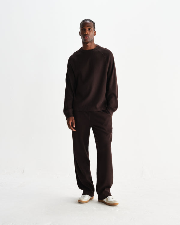 wax london men's Ska - Dark Brown Structured Waffle Joggers