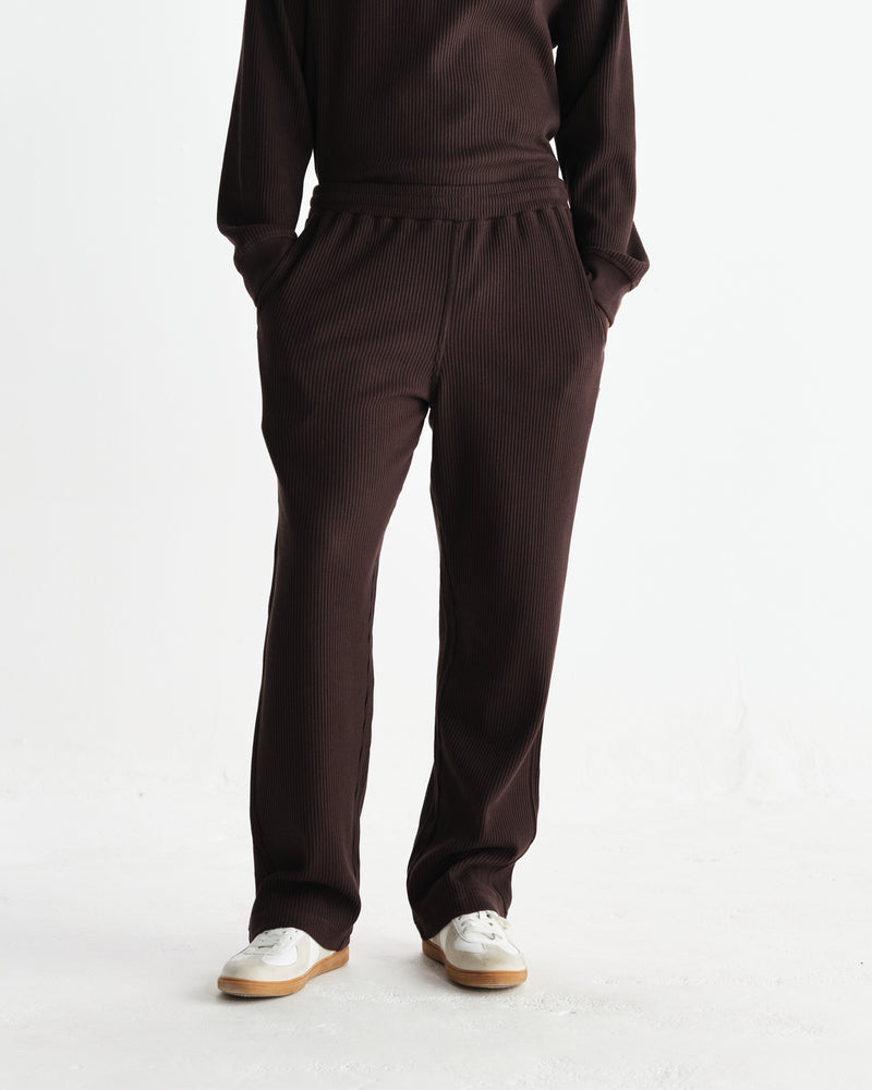 wax london men's Ska - Dark Brown Structured Waffle Joggers