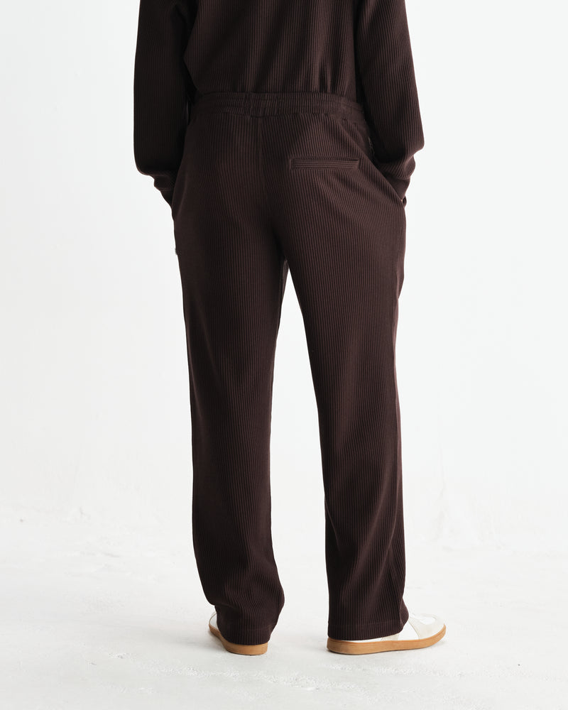 wax london men's Ska - Dark Brown Structured Waffle Joggers