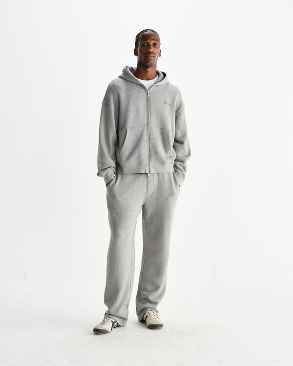 wax london men's Ska - Grey Embroidered Logo Loopback Cotton Joggers