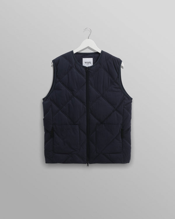 wax london Skye - Navy Quilted Nylon Gilet