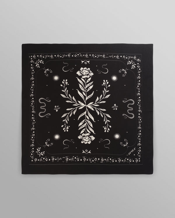 wax london men's Sloane - Black Floral Neck Scarf