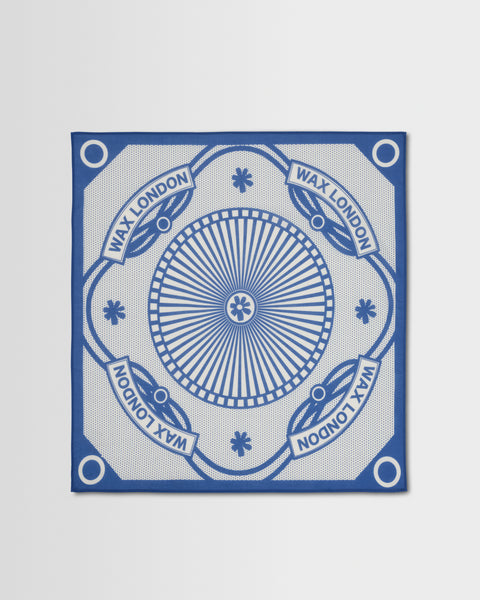 Sloane - Ecru And Blue Wax Bandana Neck Scarf