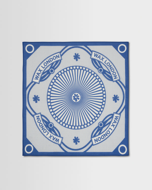 wax london men's Sloane - Ecru And Blue Wax Bandana Neck Scarf