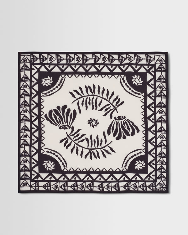 wax london men's Sloane - Navy And Ecru Painted Flower Neck Scarf