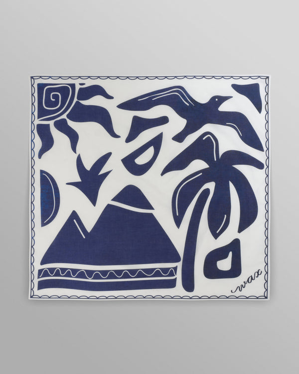 wax london Sloane - Navy And Ecru Scenic Neck Scarf
