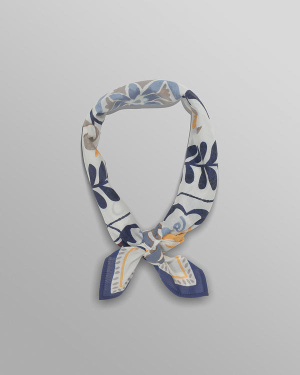 wax london men's Sloane - Navy And Yellow Floral Tile Neck Scarf