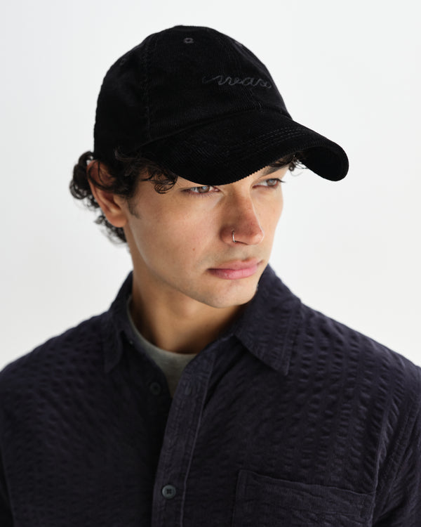 wax london men's Spencer - Black Corduroy Sports Cap