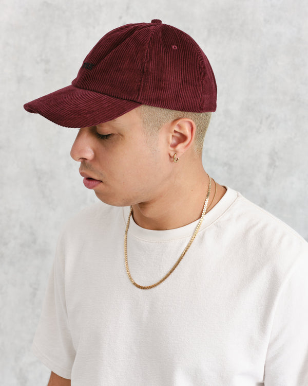 wax london Spencer - Burgundy Corduroy Sports Cap