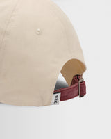 wax london men's Spencer - Ecru And Burgundy Badge Cotton Sports Cap