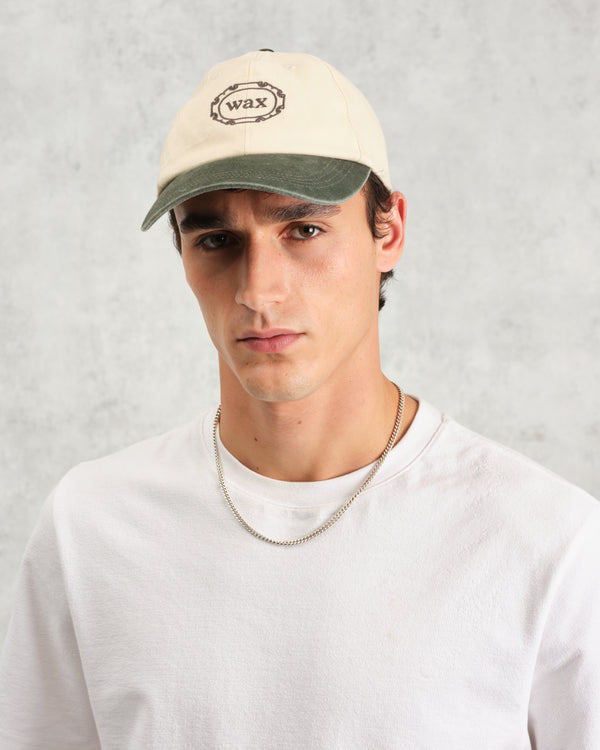 wax london Spencer - Ecru And Khaki Cotton Sports Cap