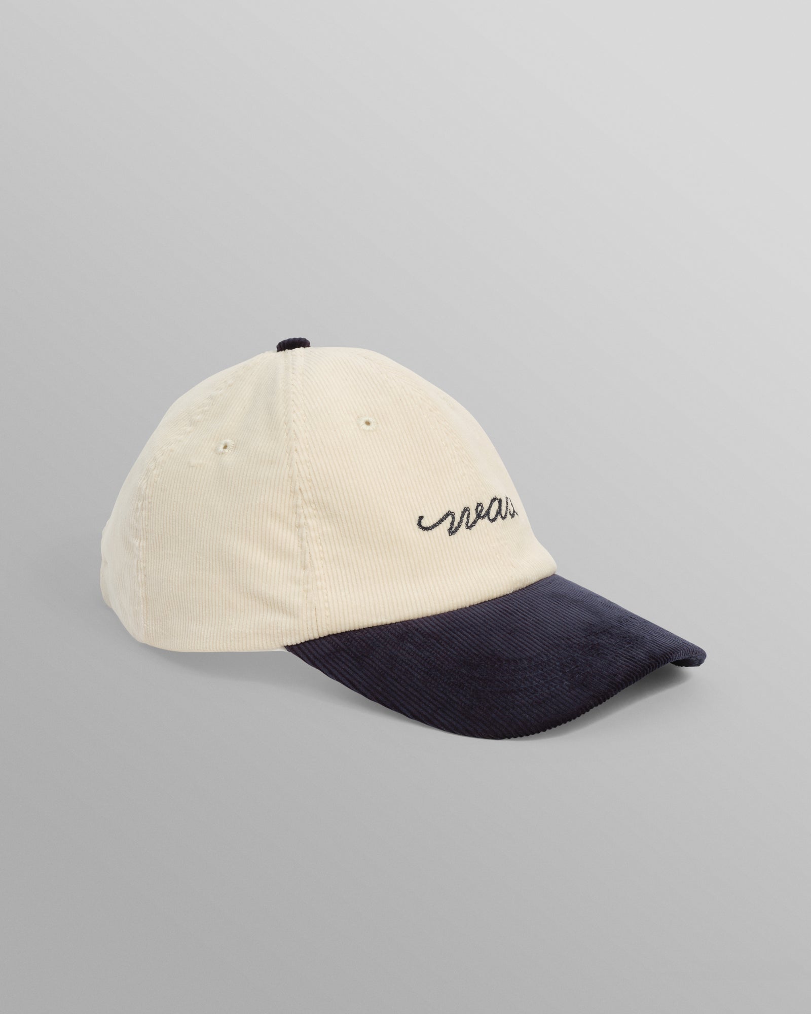 Men's Ecru And Navy Corduroy Sports Cap | Wax London