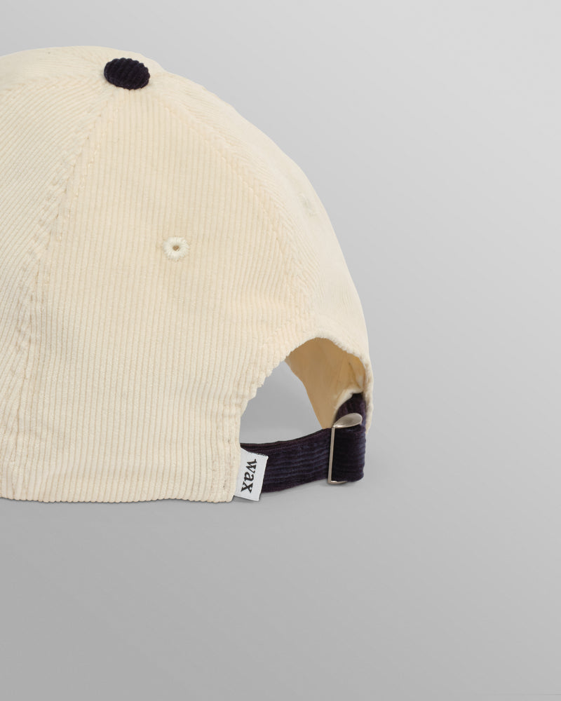 wax london men's Spencer - Ecru And Navy Corduroy Sports Cap