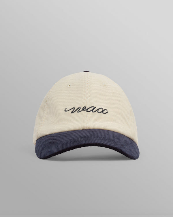 wax london men's Spencer - Ecru And Navy Corduroy Sports Cap