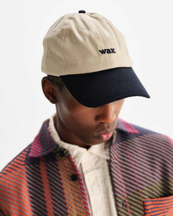 wax london men's Spencer - Stone And Navy Cotton Sports Cap