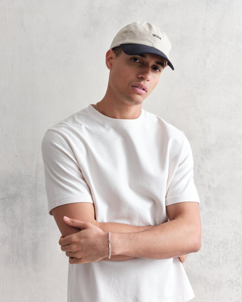 wax london Spencer - Stone/Navy Cotton Sports Cap