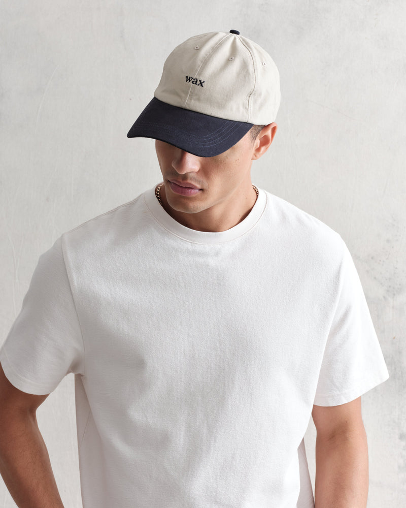 wax london Spencer - Stone/Navy Cotton Sports Cap