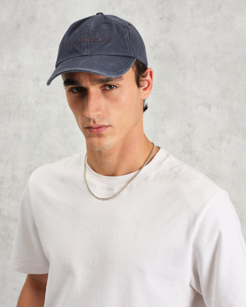 wax london Spencer - Washed Navy Cotton Sports Cap