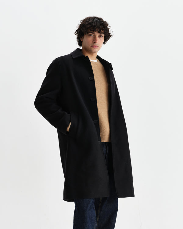 Stan - Black Italian Wool-Twill Car Coat