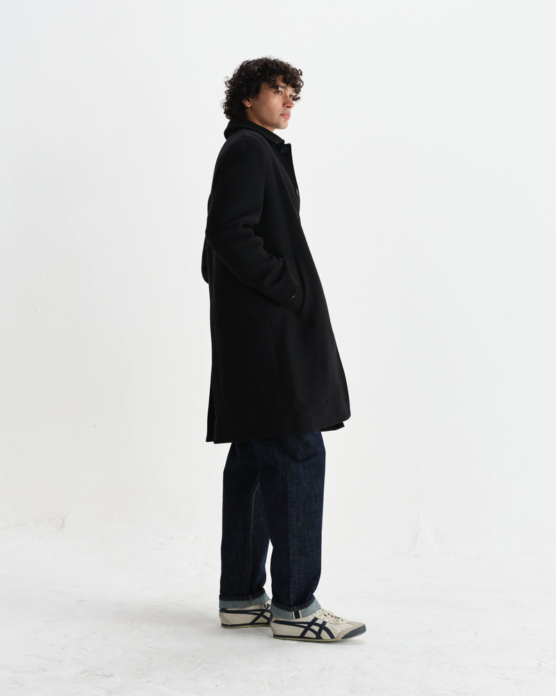 wax london men's Stan - Black Italian Wool-Twill Car Coat
