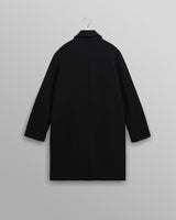 wax london men's Stan - Black Plain Wool Twill Car Coat