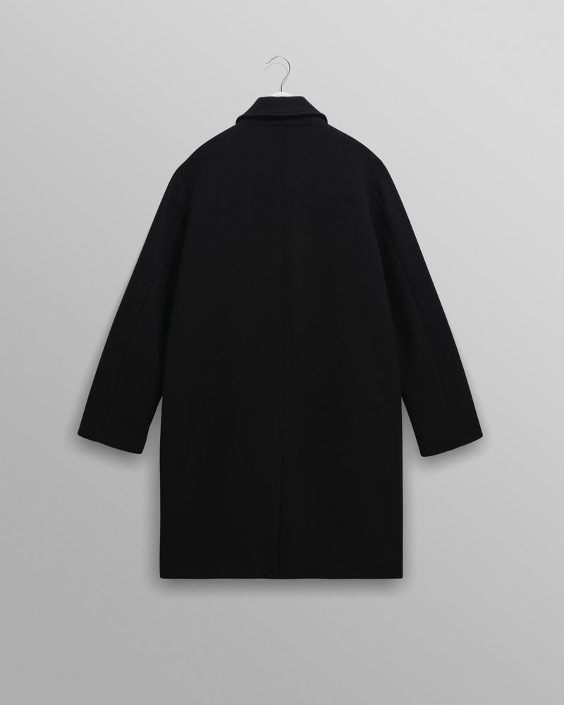 wax london men's Stan - Black Plain Wool Twill Car Coat