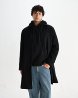 wax london men's Stan - Black Plain Wool Twill Car Coat