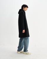 wax london men's Stan - Black Plain Wool Twill Car Coat