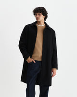 wax london men's Stan - Black Wool-Twill Car Coat