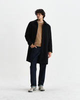 wax london men's Stan - Black Wool-Twill Car Coat