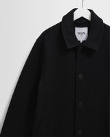 wax london men's Stan - Black Wool-Twill Car Coat