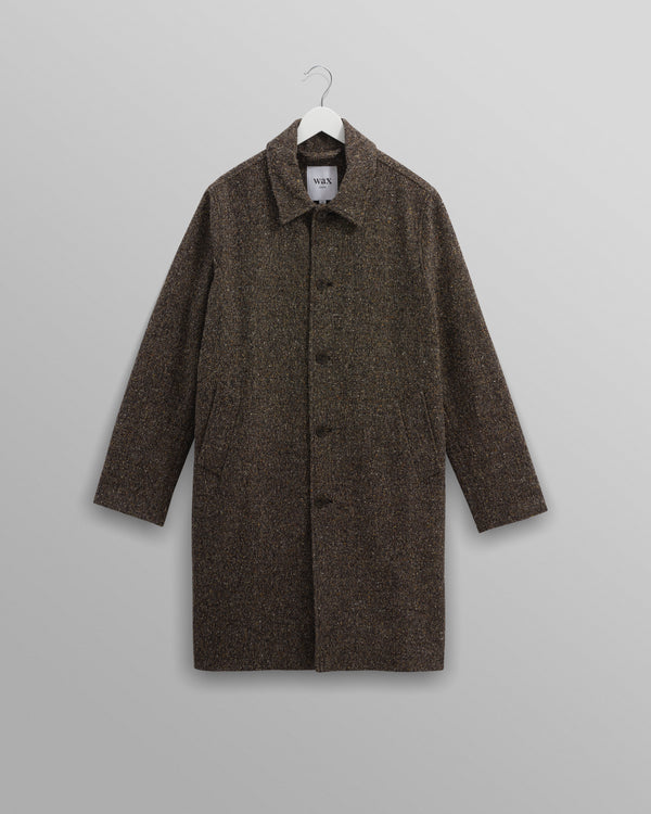 wax london men's Stan - Brown Fleck Tweed Car Coat