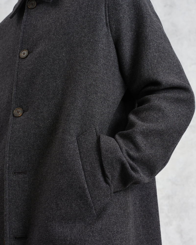 Stan Charcoal Twill Wool Car Coat