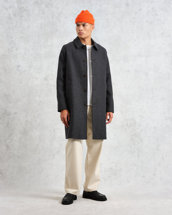 wax london Stan - Charcoal Twill Wool Car Coat