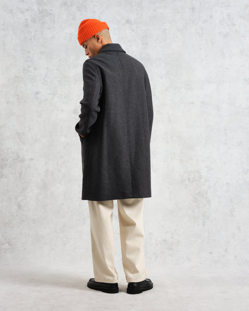 wax london Stan - Charcoal Twill Wool Car Coat