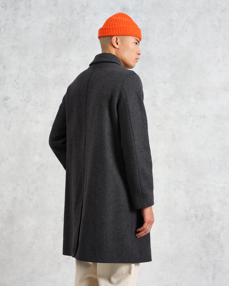 wax london Stan - Charcoal Twill Wool Car Coat