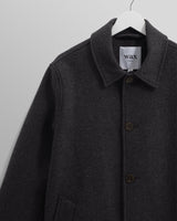 wax london Stan - Charcoal Twill Wool Car Coat