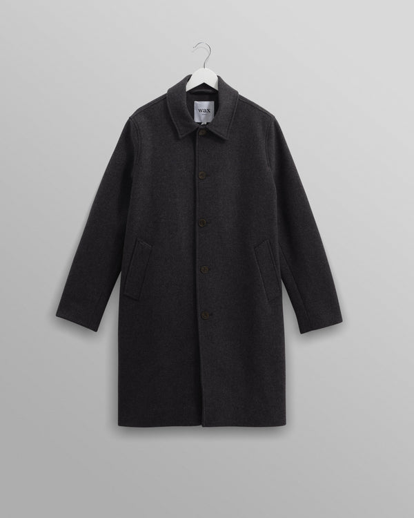 wax london Stan - Charcoal Twill Wool Car Coat