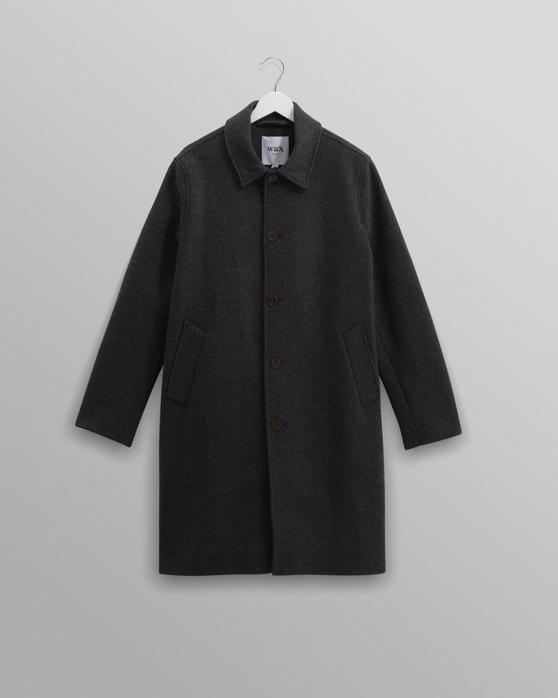 wax london Stan - Charcoal Twill Wool Car Coat