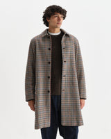 wax london men's Stan - Natural Houndstooth Check Italian Wool Car Coat