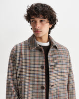 wax london men's Stan - Natural Houndstooth Check Italian Wool Car Coat