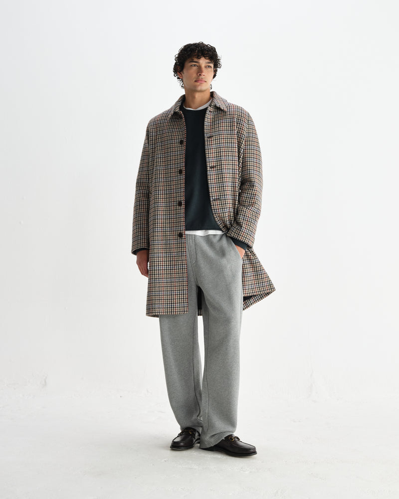 wax london men's Stan - Natural Houndstooth Check Wool Car Coat