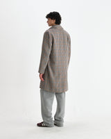wax london men's Stan - Natural Houndstooth Check Wool Car Coat