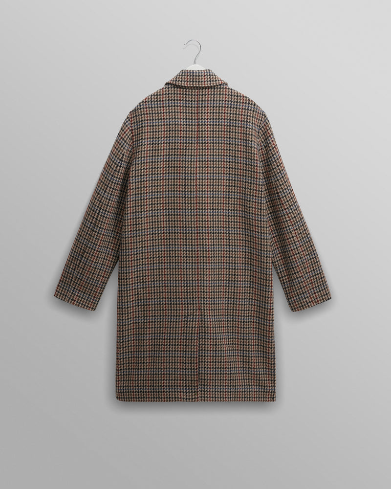 wax london men's Stan - Natural Houndstooth Check Wool Car Coat