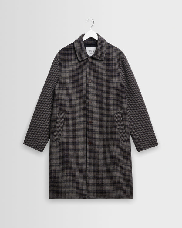 wax london men's Stan - Navy And Brown Double Face Car Coat