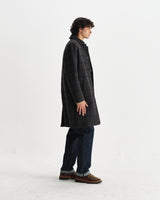wax london men's Stan - Navy And Grey Puppytooth Check Italian Wool Car Coat