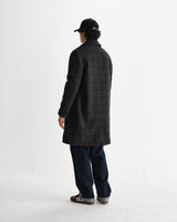 wax london men's Stan - Navy And Grey Puppytooth Check Wool Car Coat