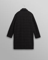 wax london men's Stan - Navy And Grey Puppytooth Check Wool Car Coat