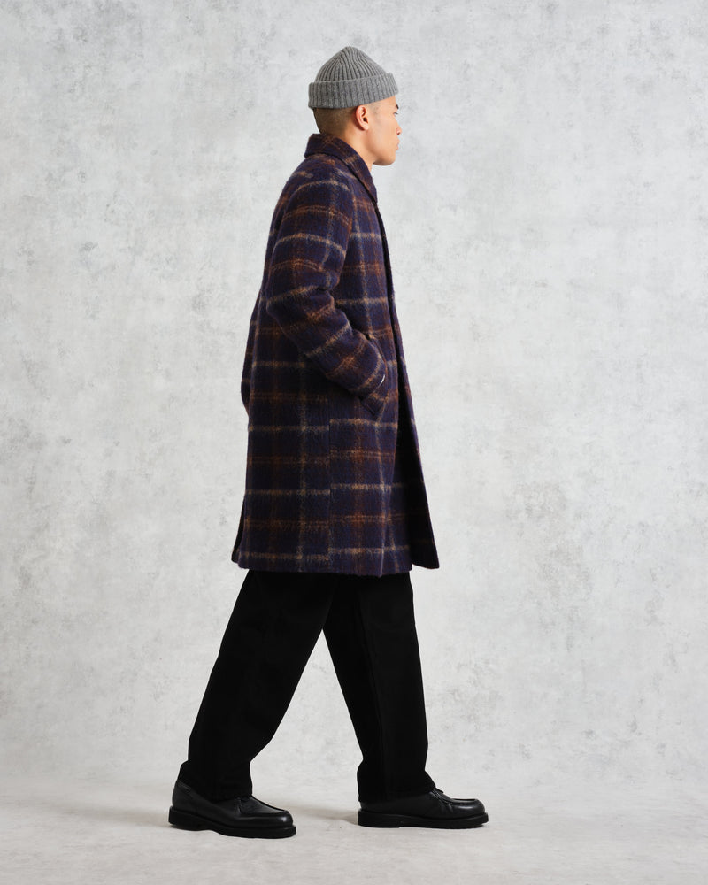 wax london Stan - Navy Check Wool Car Coat